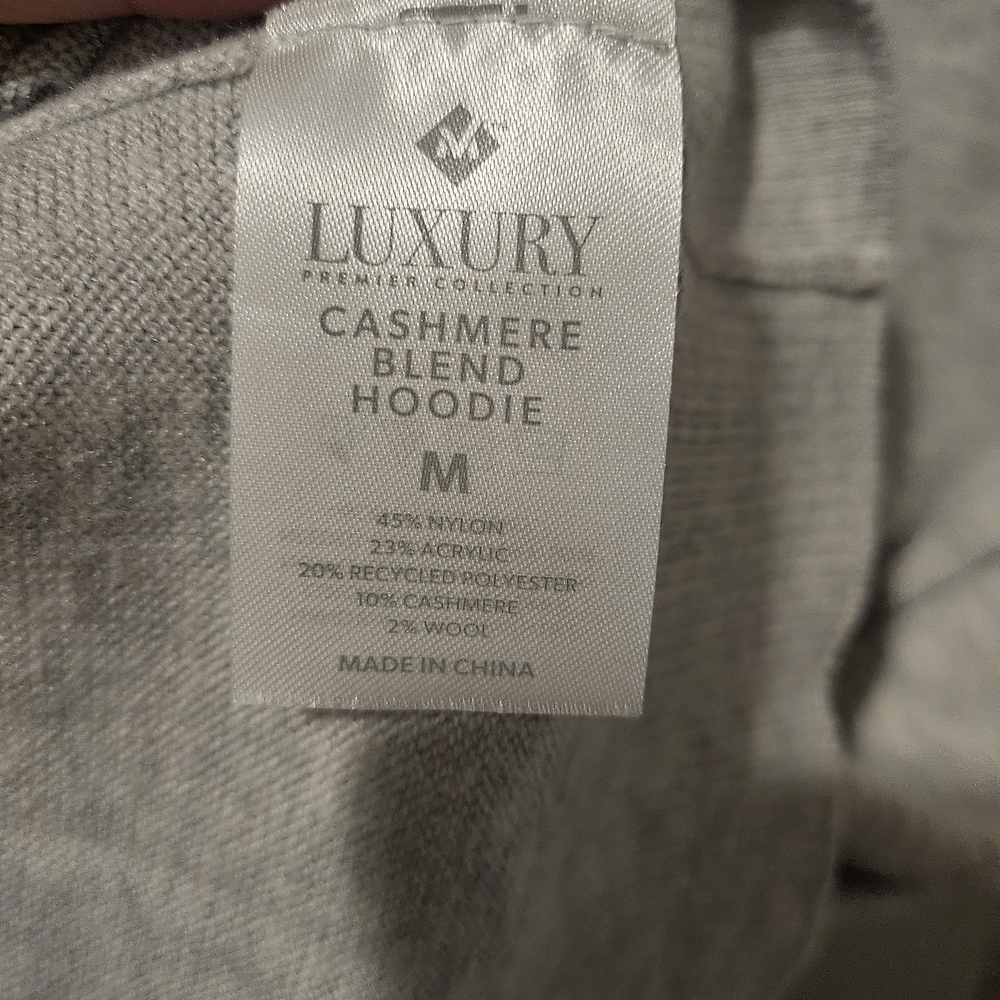 Cashmere Blend Gray Women's Hoodie - Picture 4 of 4